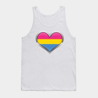 Large Pansexual Pride Flag Colored Heart with Chrome Frame Tank Top